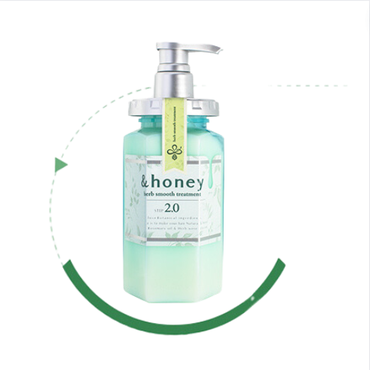 Japan &Honey Herb Smooth Shampoo&Conditioner Botanical Essence Scalp Treatment Oil Control 440ml/445g 日本安蒂花子植物精粹头皮护理控油蓬松洗发水护发素