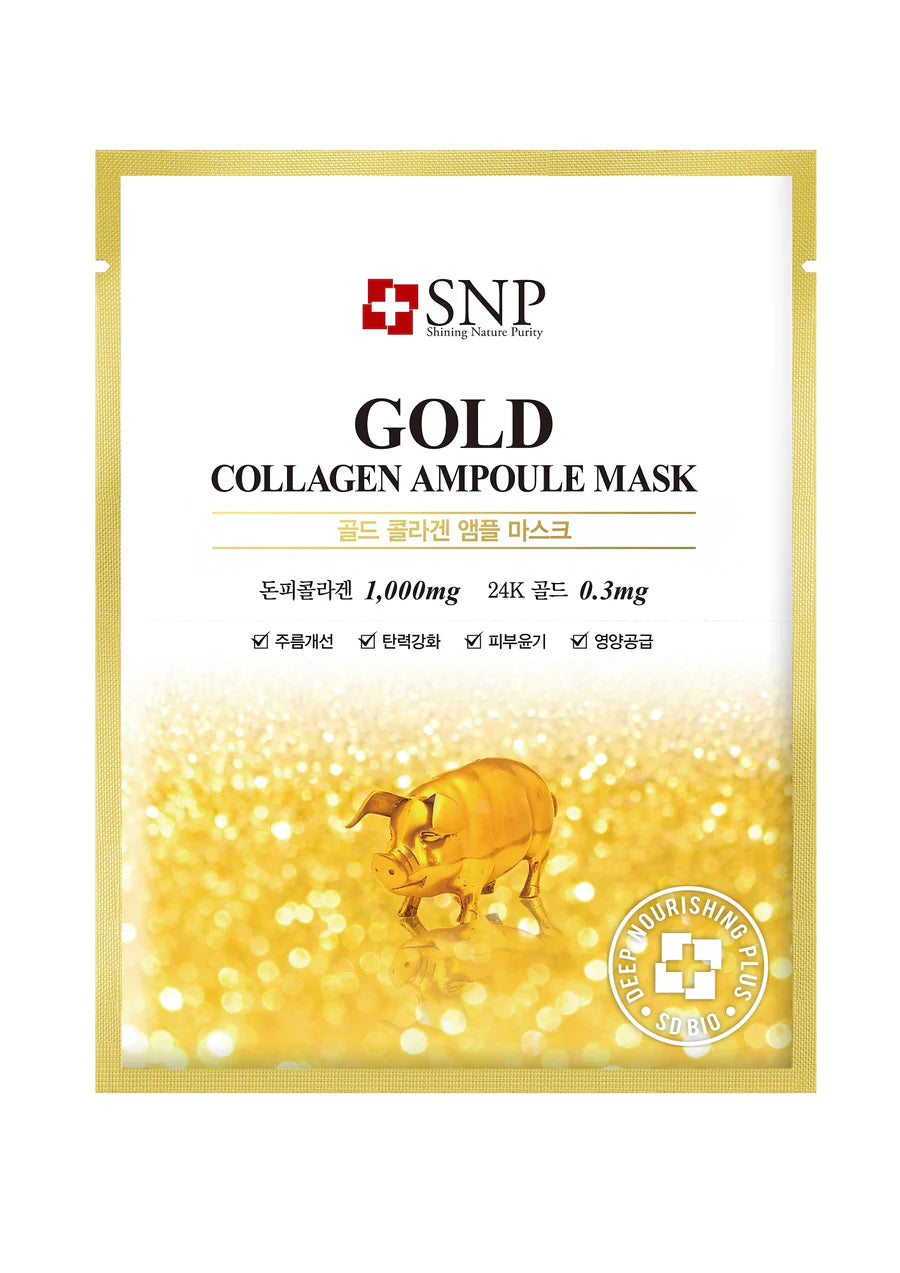 SNP Gold Collagen Ampoule Mask 25ml*10Pcs 斯内普黄金胶原蛋白精华面膜