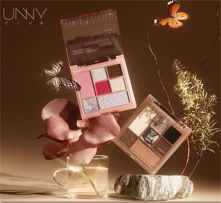 UNNY 7 Colors Eyeshadow Blush Highlighter Palette 7.6g 悠宜七色眼影腮红修容高光盘