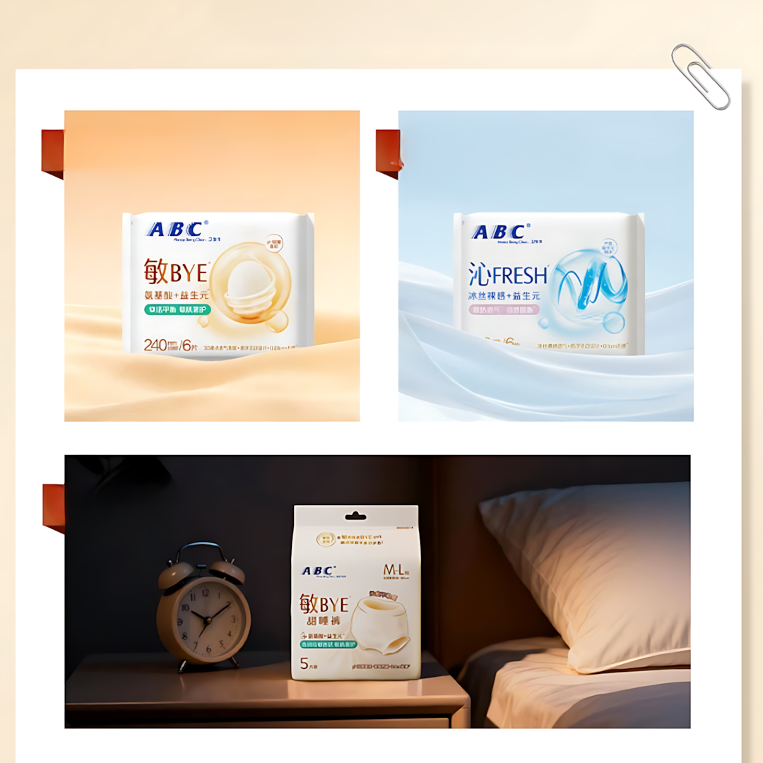 ABC Ultra-Thin Cotton Soft Surface Sanitary Pads for Use (Day & Night) 240mm/290mm/350mm ABC日夜用极薄棉柔表层卫生巾