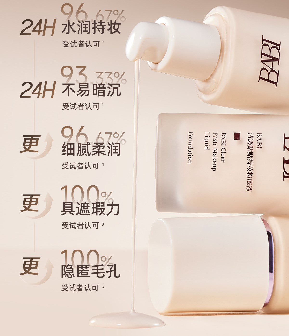BABI Clear Paste Makeup Liquid Foundation 30g BABI清透贴贴持妆粉底液