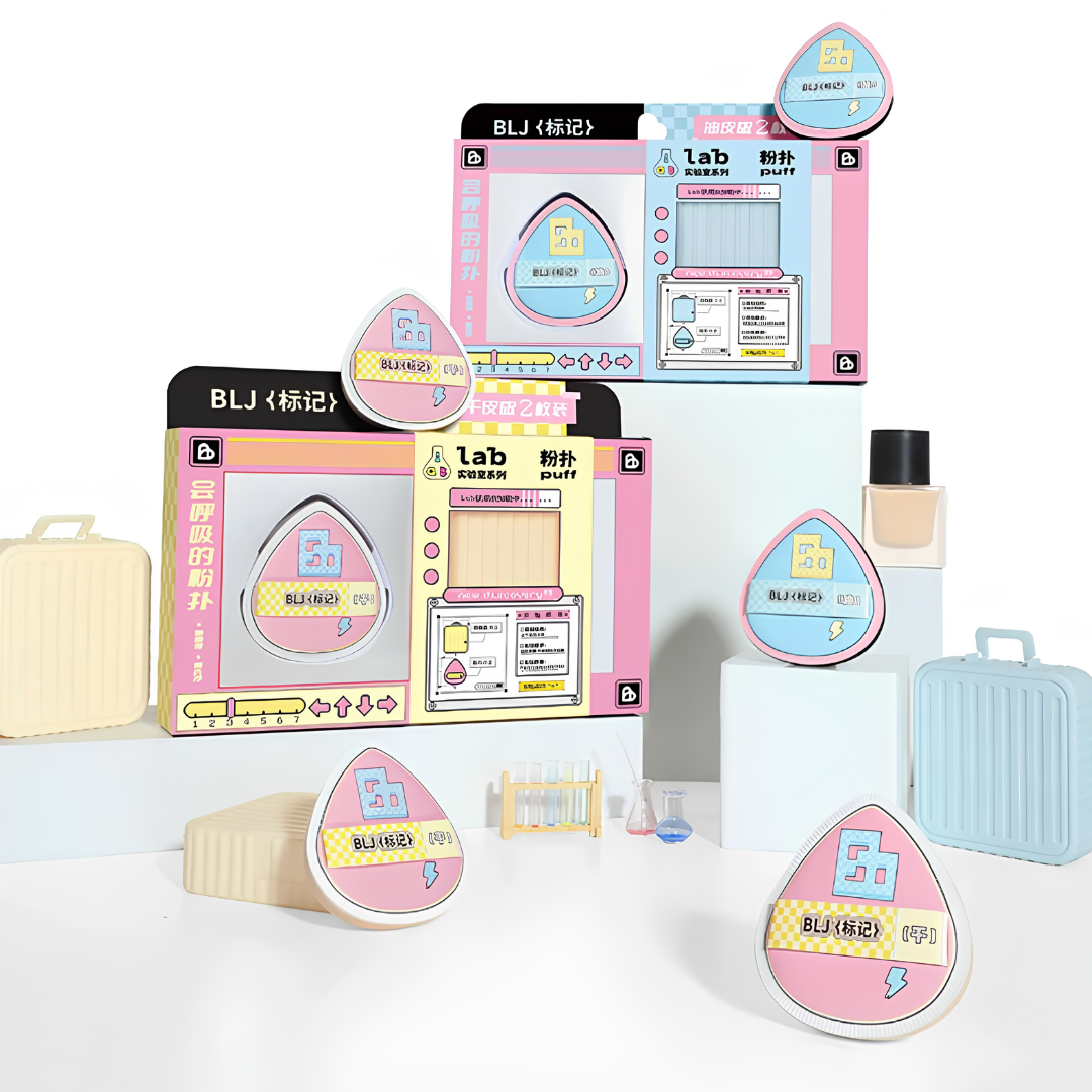 BLJ Laboratory Series Skin Type Makeup Puff 3pcs/box 标记实验室系列分肤质粉扑
