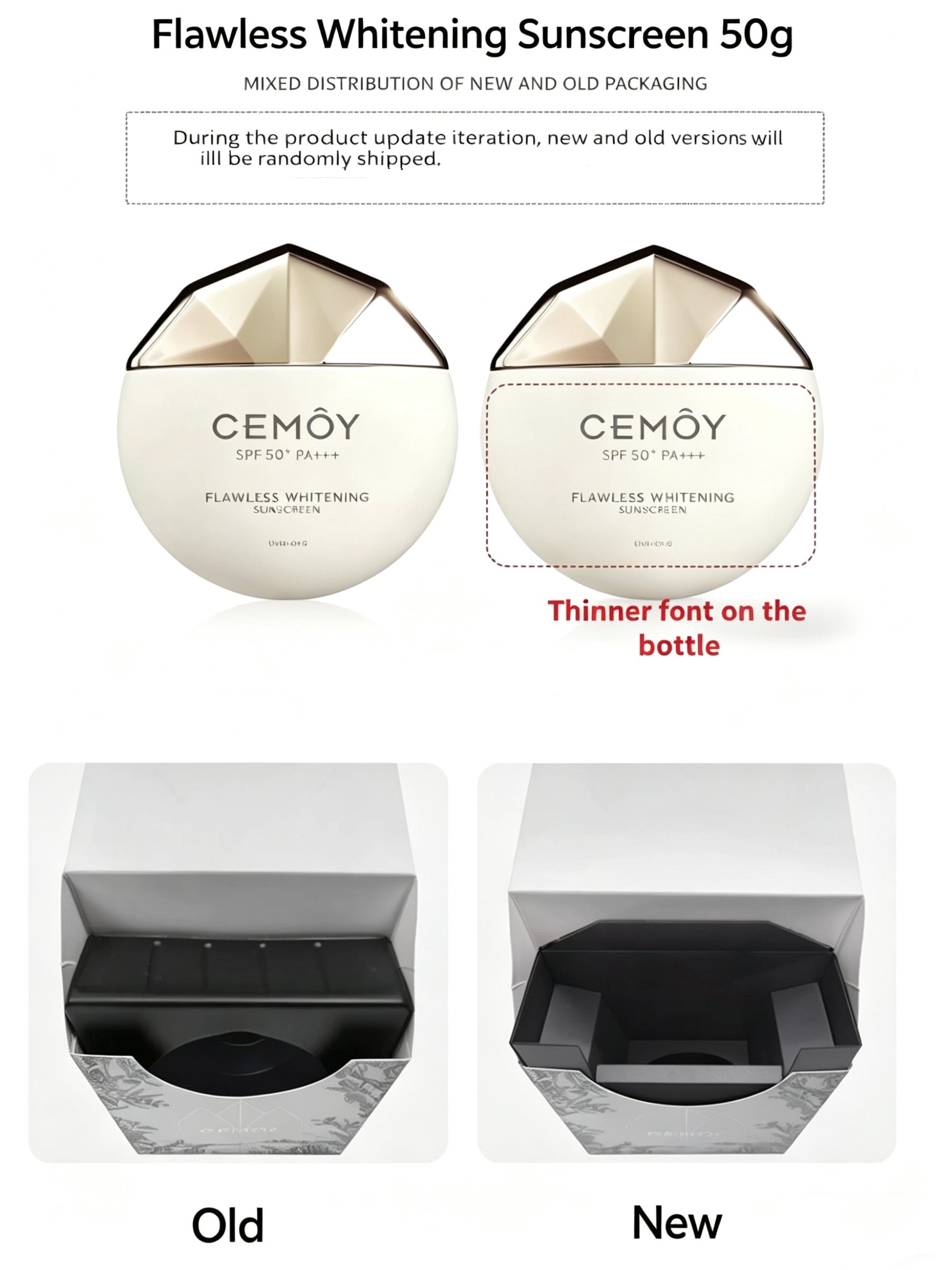 Tiktok/Douyin Hot CEMOY Flawless Whitening Sunscreen SPF50+ PA+++ 50g【Tiktok抖音爆款】澳诗茉无瑕倍护美白防晒乳