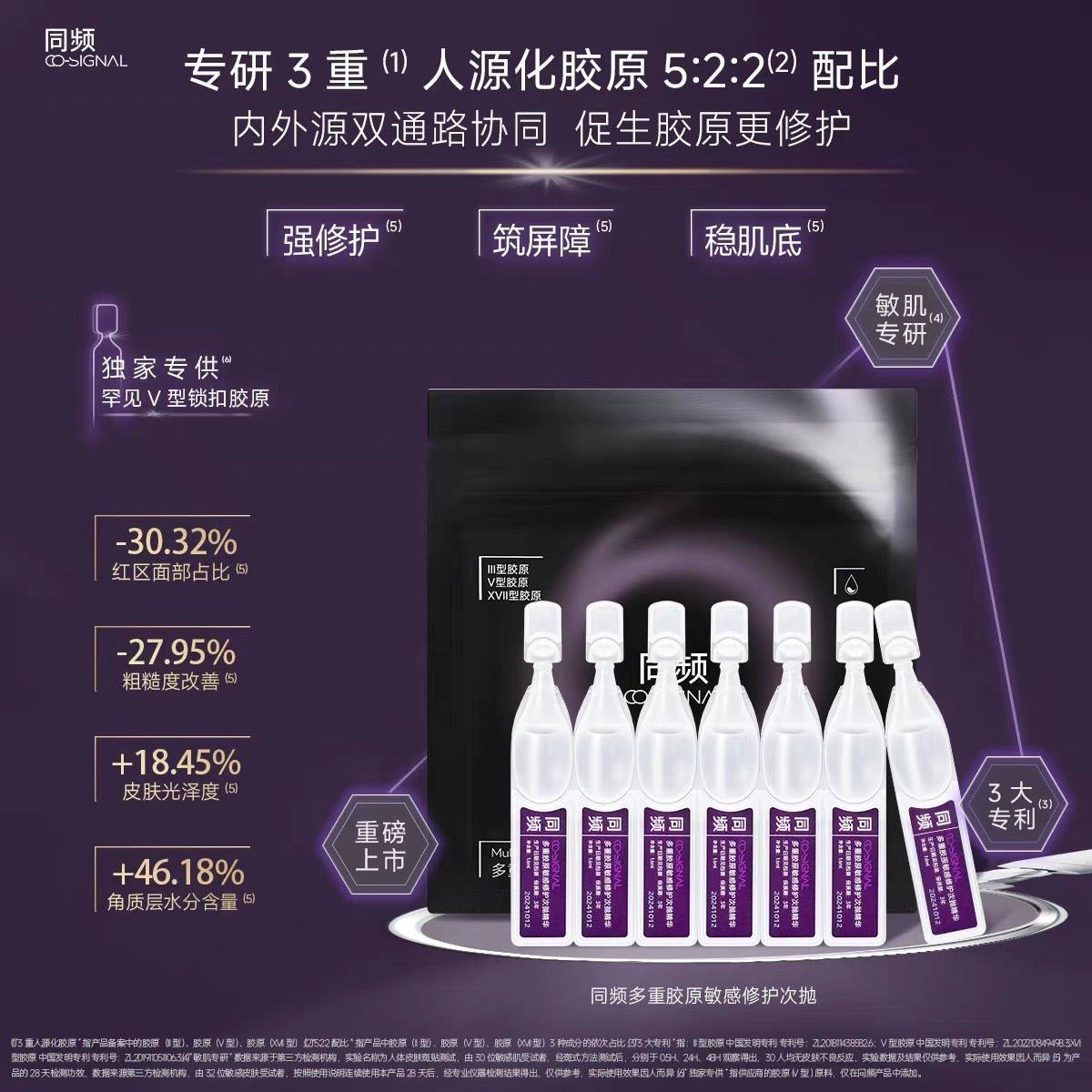 CO-SIGNAL Muti-Collagen Sensitive Repair Single Use Essence 1.6ml*5pcs/7pcs/30pcs 同频多重胶原敏感修护次抛精华