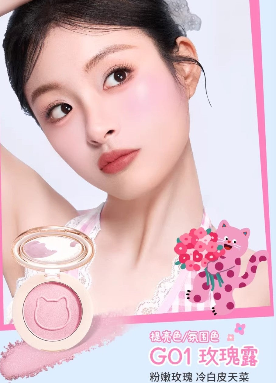 Colorkey × Pokky Mao Collaboration Misty Luster Dual Highlighter Blush 4g 珂拉琪×波点猫联名雾彩流光高光腮红