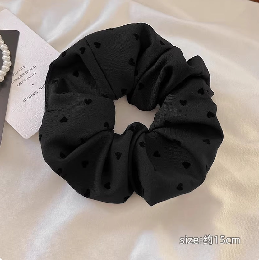 CuteHart Elegant Black Hair Tie - Charming Bow Hair Tie or Polka Dot Hair Tie for a Stylish Look 2pcs 气质黑色波点蝴蝶结大肠发圈尽显时尚风采