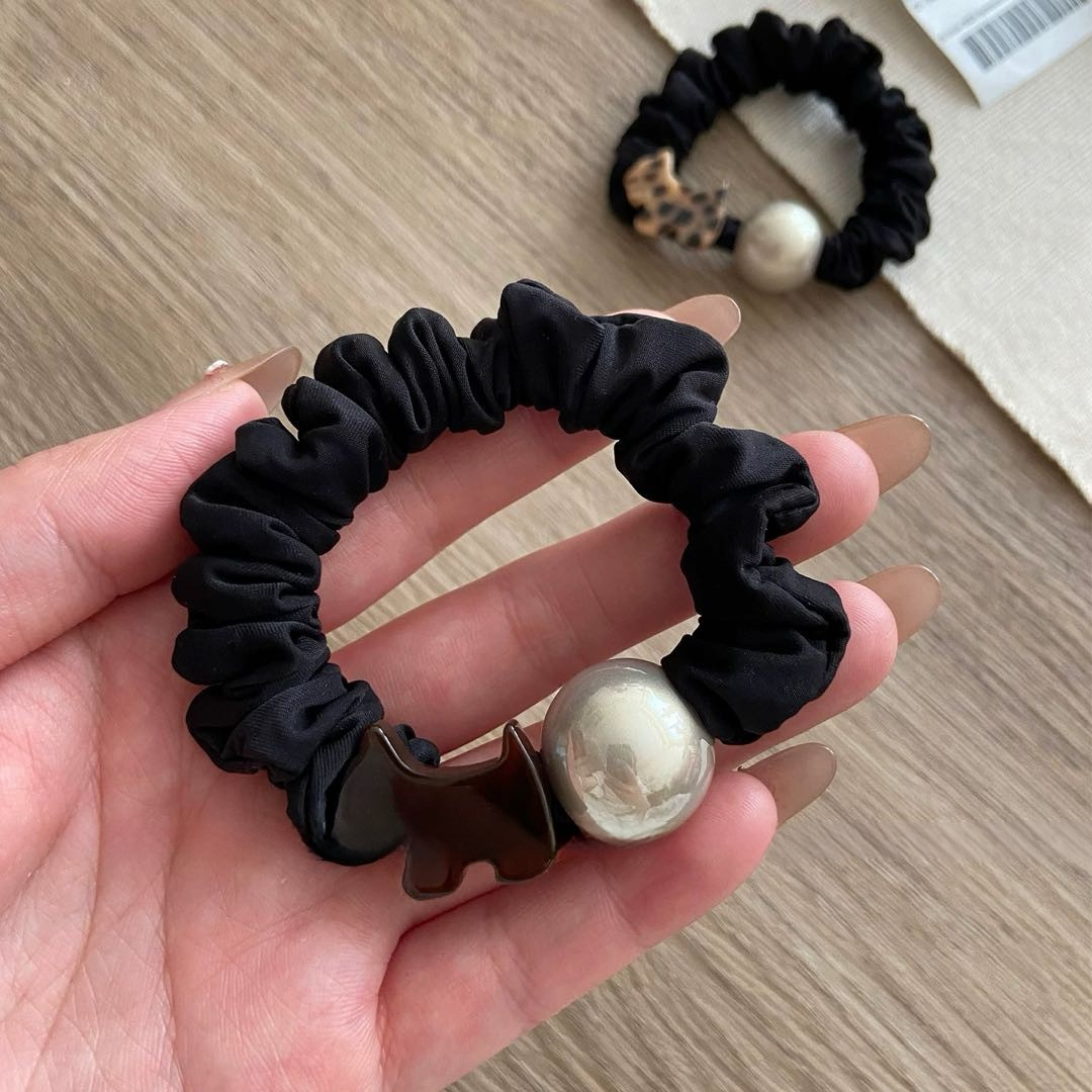 CuteHart Cute Hair Tie - Adorable Hair Tie with Cartoon Pearl Dog Design for a Fun Look 2pcs 韩系卡通珍珠小狗发圈增添可爱俏皮感