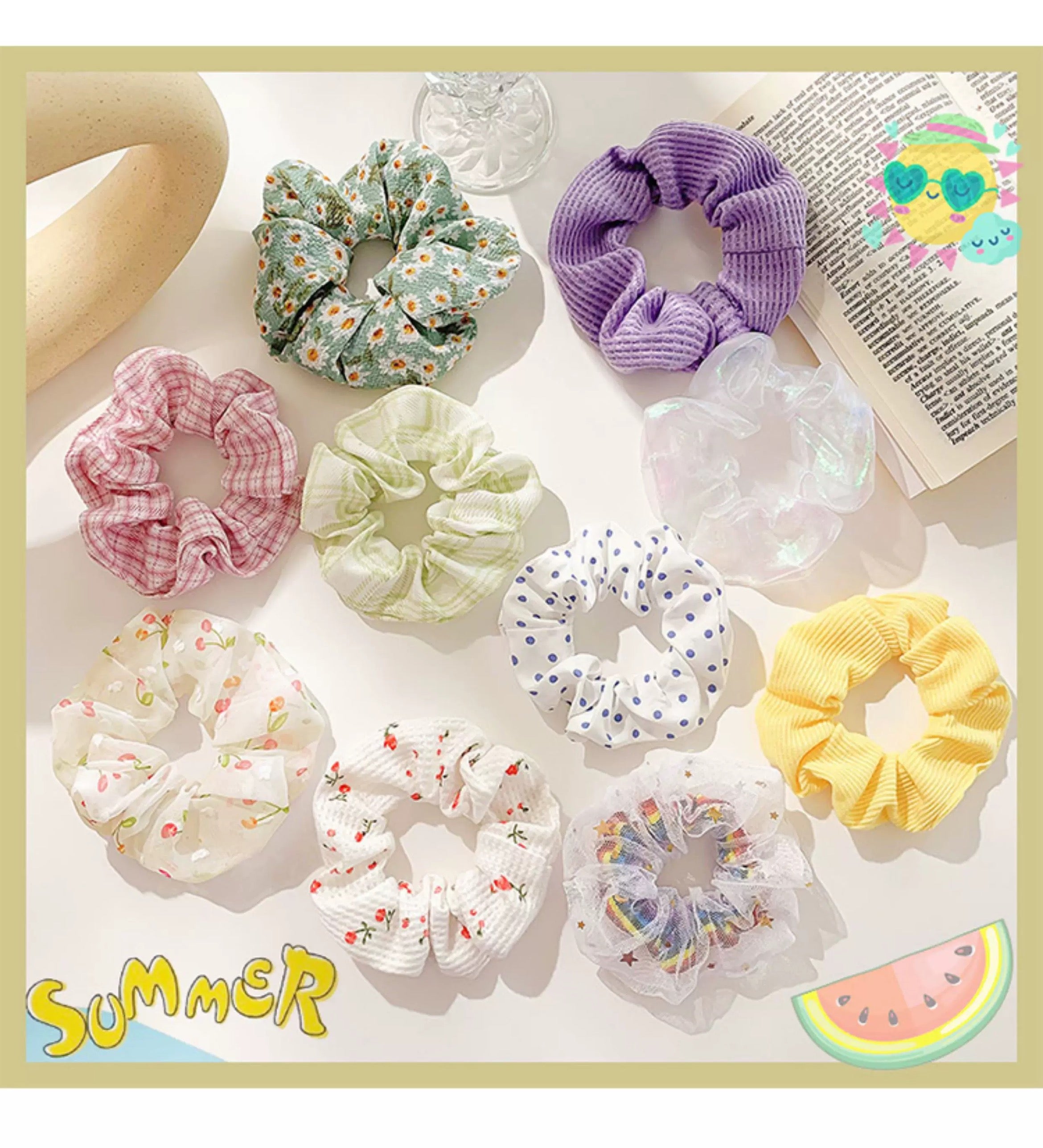 CuteHart Forest Style Hair Tie for Women - Elastic Hair Ties for a Natural Look 2pcs 森系大肠发圈适合女性的弹力发圈展现自然发型