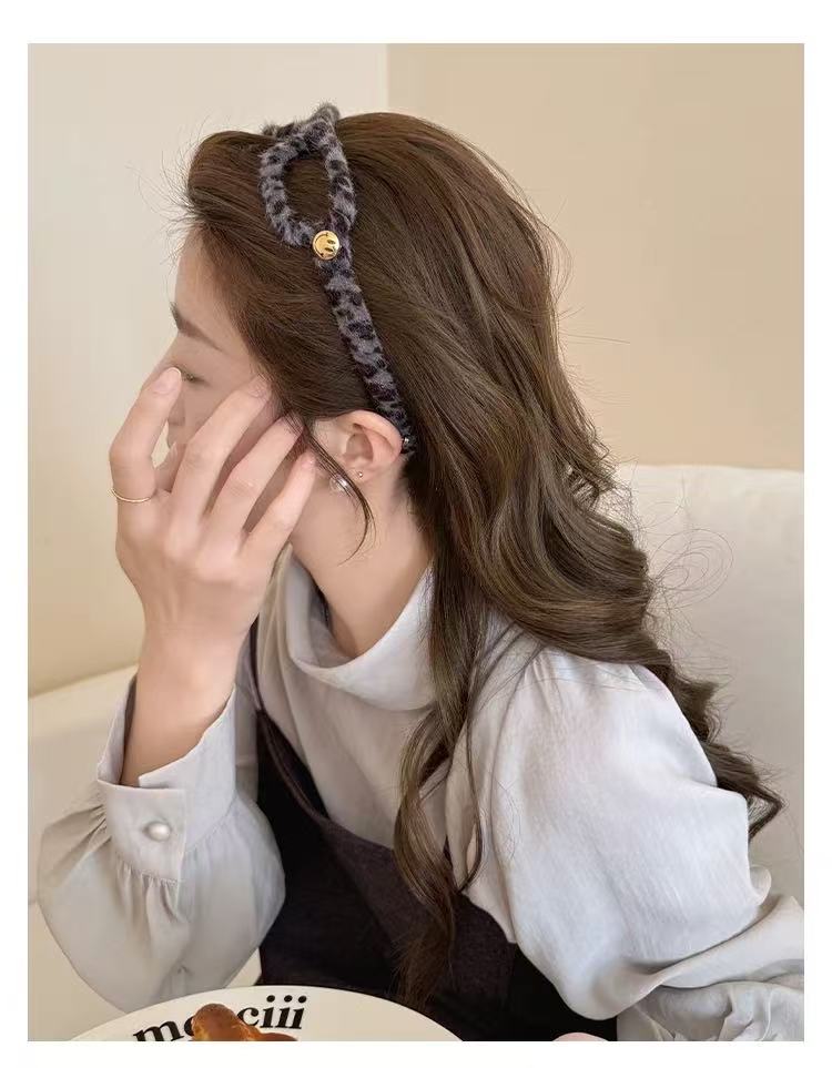 CuteHart Korean Fashion Leopard Headband - Cute Eyewear-Style Hair Band for Women 2pcs 专为女性设计的韩系时尚豹纹发箍拥有可爱眼镜造型