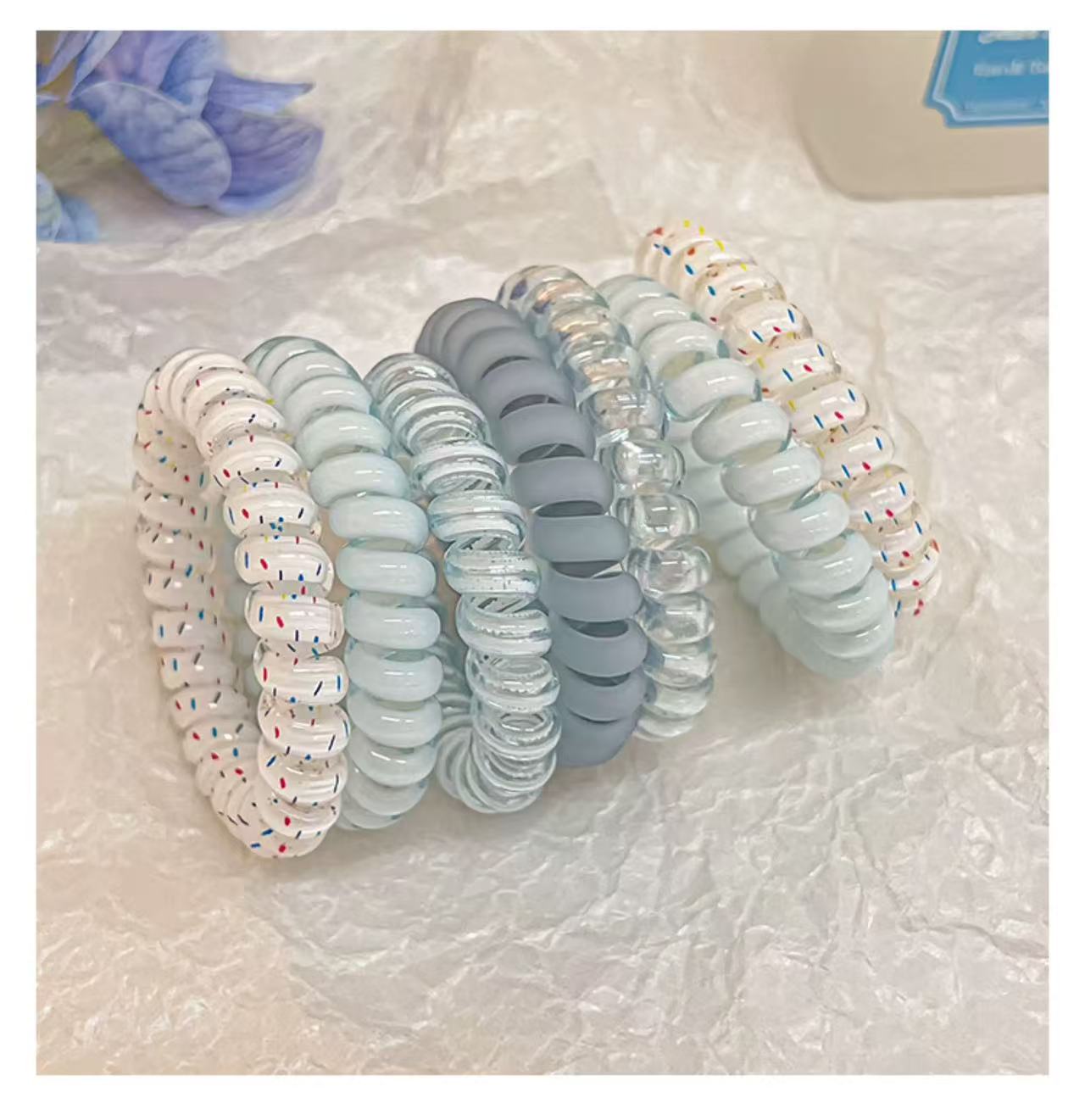 CuteHart Phone Line Elastic Hair Tie - Strong and Comfortable Hair Ties for All-Day Hold 4pcs 电话线弹力发圈舒适持久稳固一整天