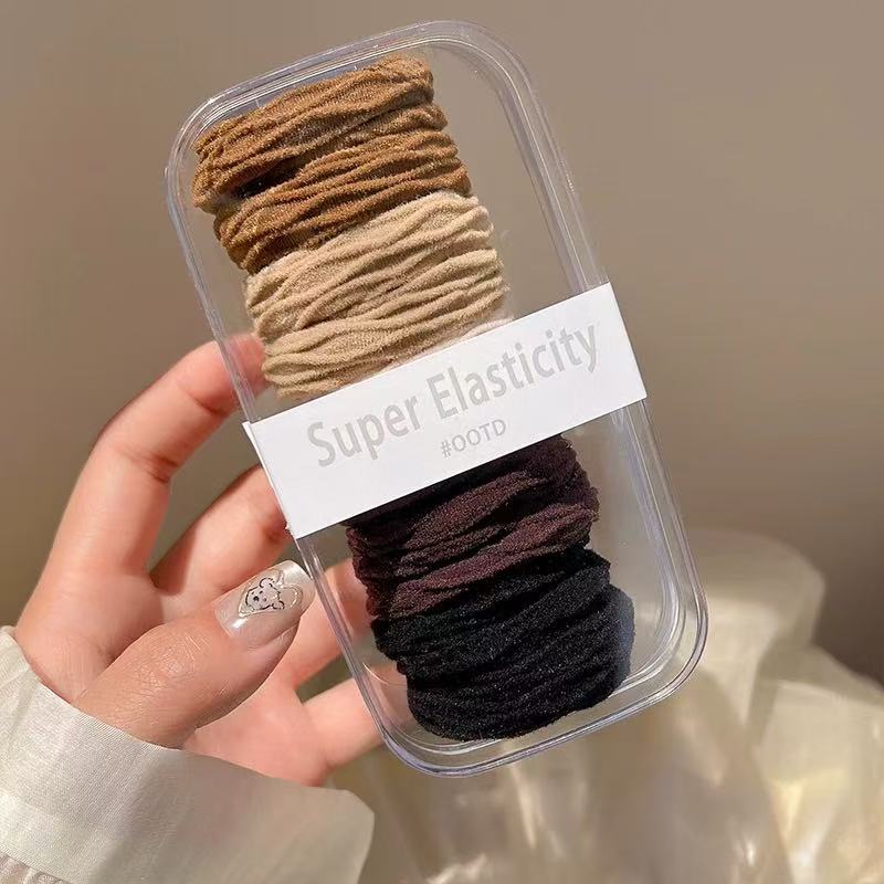 CuteHart High Elasticity Boxed Hair Elastics - Simple and Durable Hair Ties for Everyday Use 10pcs 高弹力盒装简约橡皮筋为日常造型提供耐用舒适的选择
