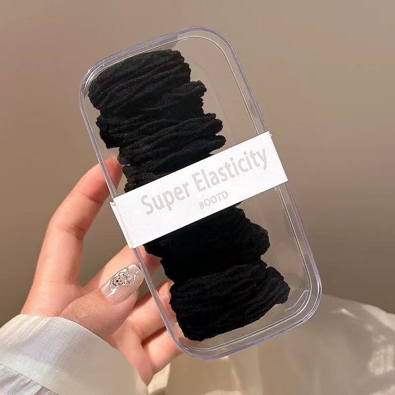 CuteHart High Elasticity Boxed Hair Elastics - Simple and Durable Hair Ties for Everyday Use 10pcs 高弹力盒装简约橡皮筋为日常造型提供耐用舒适的选择