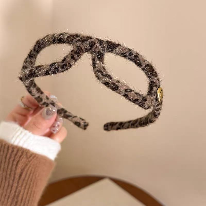 CuteHart Korean Fashion Leopard Headband - Cute Eyewear-Style Hair Band for Women 2pcs 专为女性设计的韩系时尚豹纹发箍拥有可爱眼镜造型