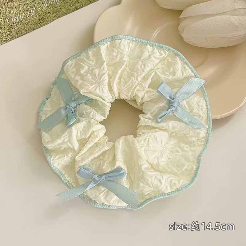 CuteHart Pearl Bow Hair Ties - Elegant Ribbon Bow Scrunchie with Pearl Accents 2pcs 珍珠点缀的优雅缎带蝴蝶结发圈