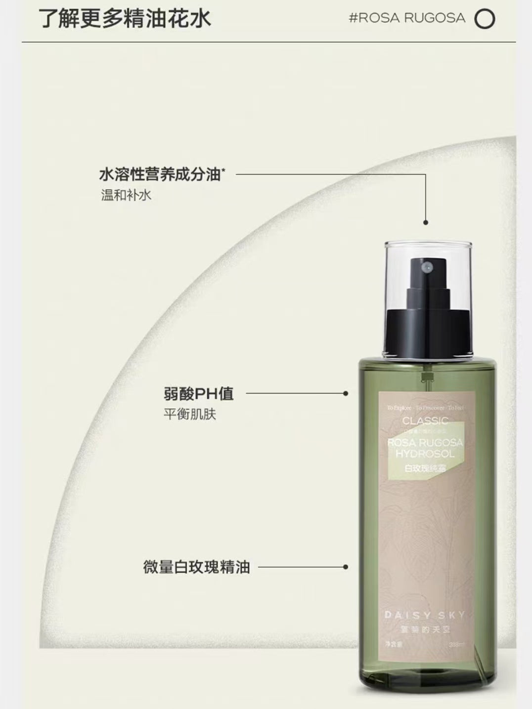 DAISY SKY White Rose Hydrosol 318ml 雏菊的天空白玫瑰纯露