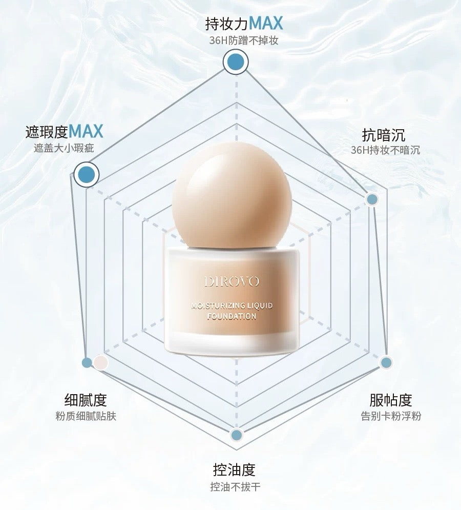 Dirovo Moisturizing  Liquid Foundation 30ml 蒂洛薇流光润泽粉底液