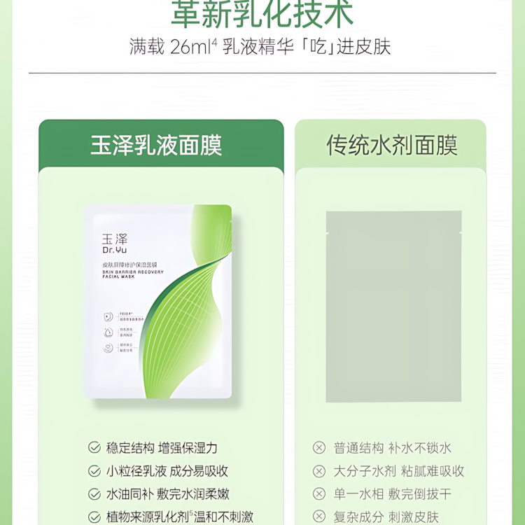 Dr.Yu Skin Barrier Recovery Facial Mask 2.0 26ml*5pcs/box 玉泽皮肤屏障修护保湿面膜2.0