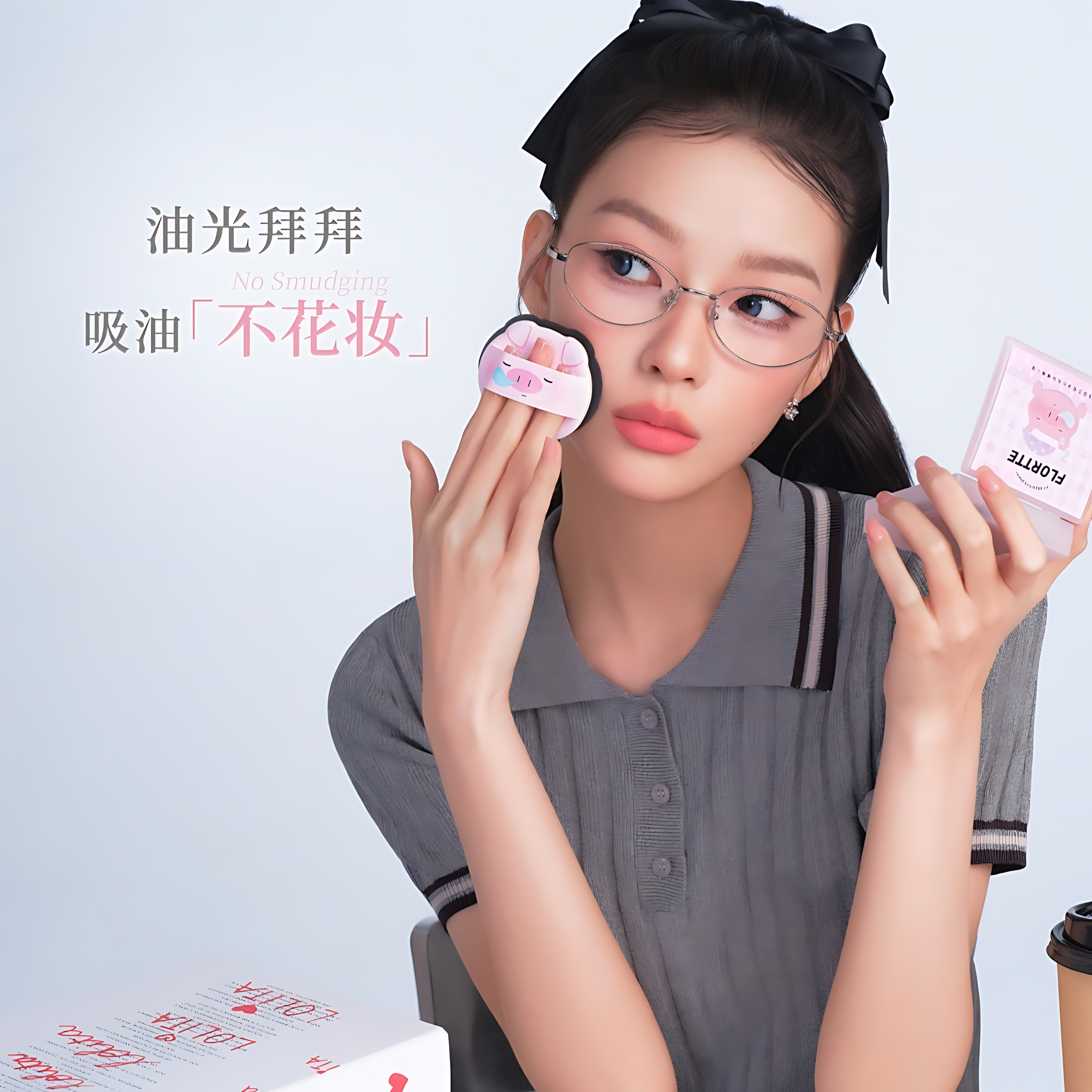 FLORTTE Oil Absorbing Paper (Lazy Little Pig) 2boxes 花洛莉亚吸油化妆纸(懒懒小猪)