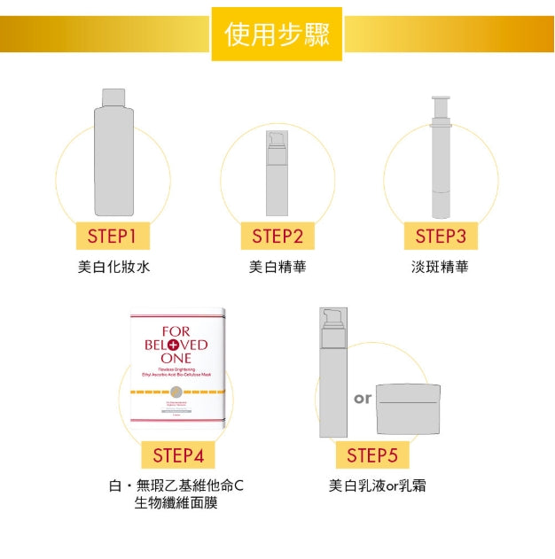 FOR BELOVED ONE Flawless Brightening Ethyl Ascorbic Acid Bio-Cellulose Mask 3pcs/box 宠爱之名乙基维他命C面膜