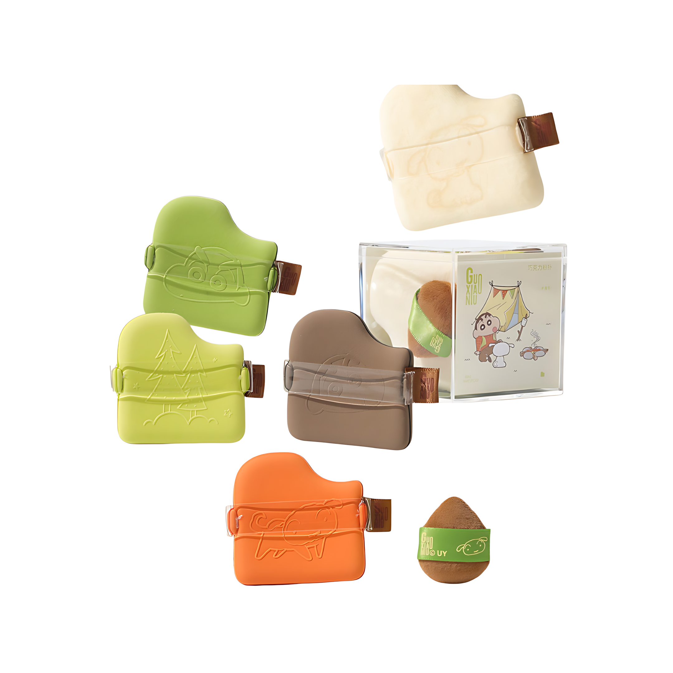 GUOXIAONIU × Crayon Shinchan Camping Series Chocolate Puff Set 6pcs 郭小妞×蜡笔小新露营系列巧克力粉扑