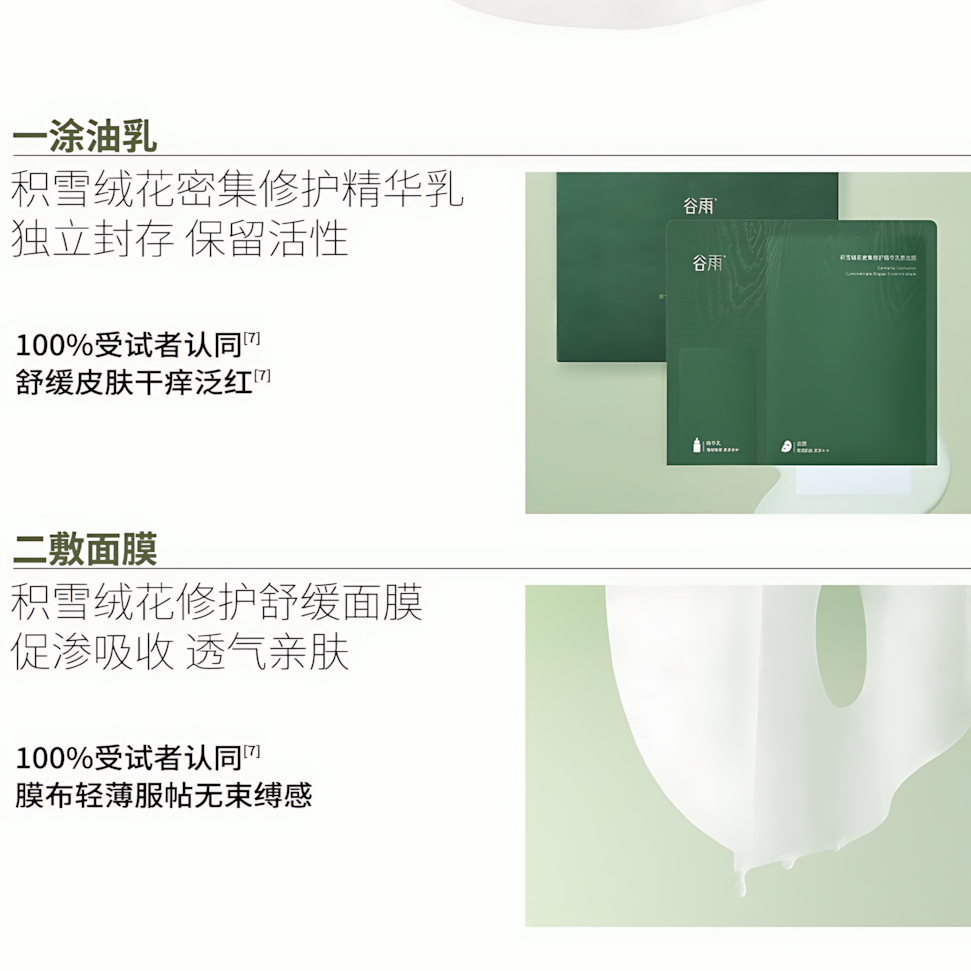 GUYU Centella Edelweiss Essence Mask (1.5ml+30ml)*5pcs 谷雨积雪绒花精华面膜