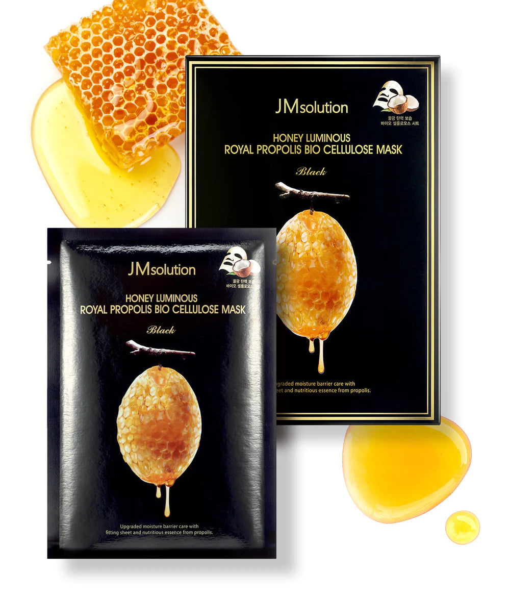JM solution Honey Luminous Royal Propolis Mask 30ml*10PCS 肌司研莹润蜂胶面膜（黑臻版）