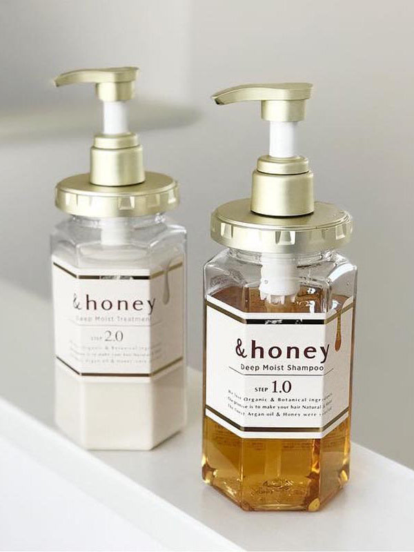 Japan &Honey Deep Moist Propolis Organic Moroccan Oil Shampoos&Conditioner 440g/445g 日本安蒂花子无硅油蜂蜜柔顺洗发水护发素