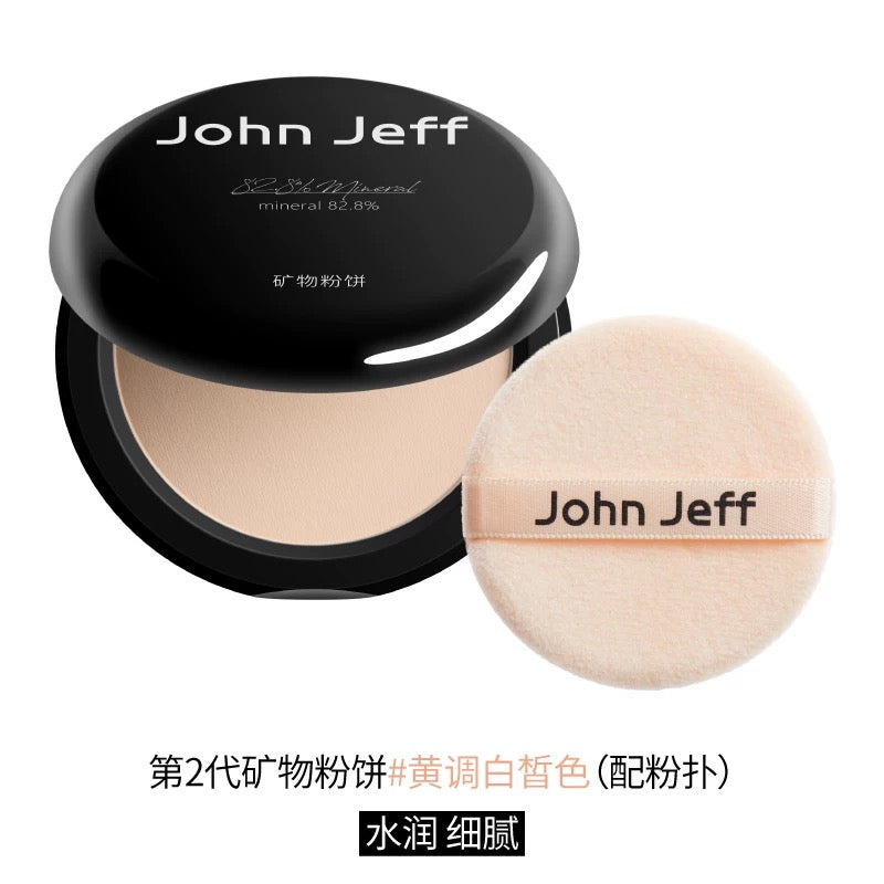 JohnJeff Natural Mineral Pressed Powder Foundation 8g JohnJeff 天然矿物粉饼