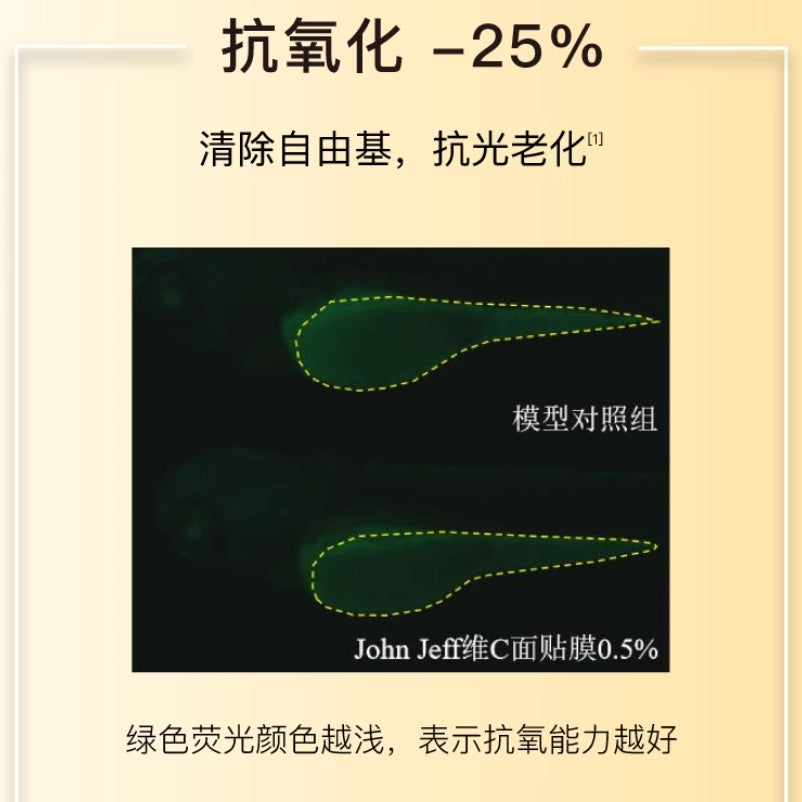 John Jeff Vitamin C Facial Mask (25g+1.32g)*10pcs John Jeff维C面贴膜