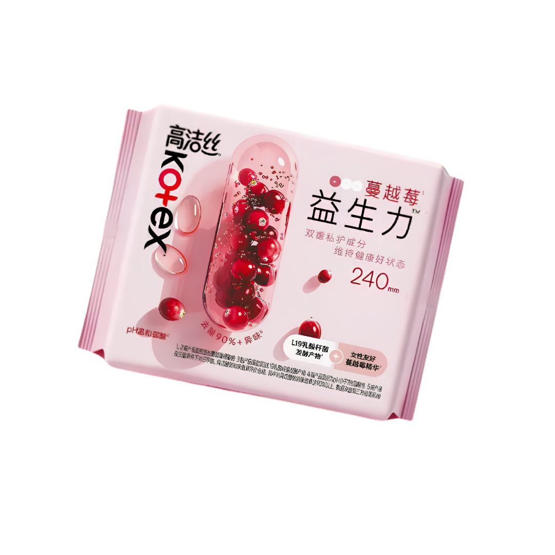 Kotex Cranberry Probiotic Series Sanitary Pads 240mm/280mm/420mm (Day&Night) 高洁丝蔓越莓益生菌系列日夜用卫生巾