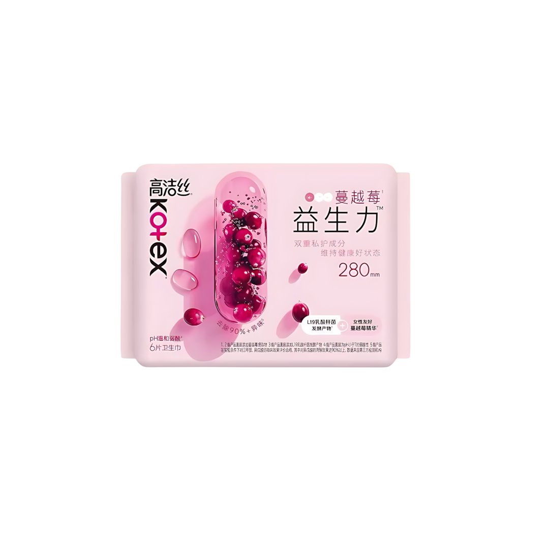 Kotex Cranberry Probiotic Series Sanitary Pads 240mm/280mm/420mm (Day&Night) 高洁丝蔓越莓益生菌系列日夜用卫生巾