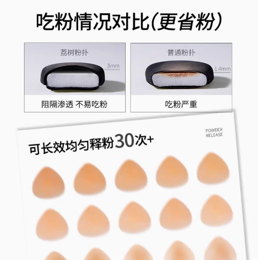 LISHU Punk-style Black Pineapple Puff 2pcs/box 荔树朋克风黑凤梨粉扑