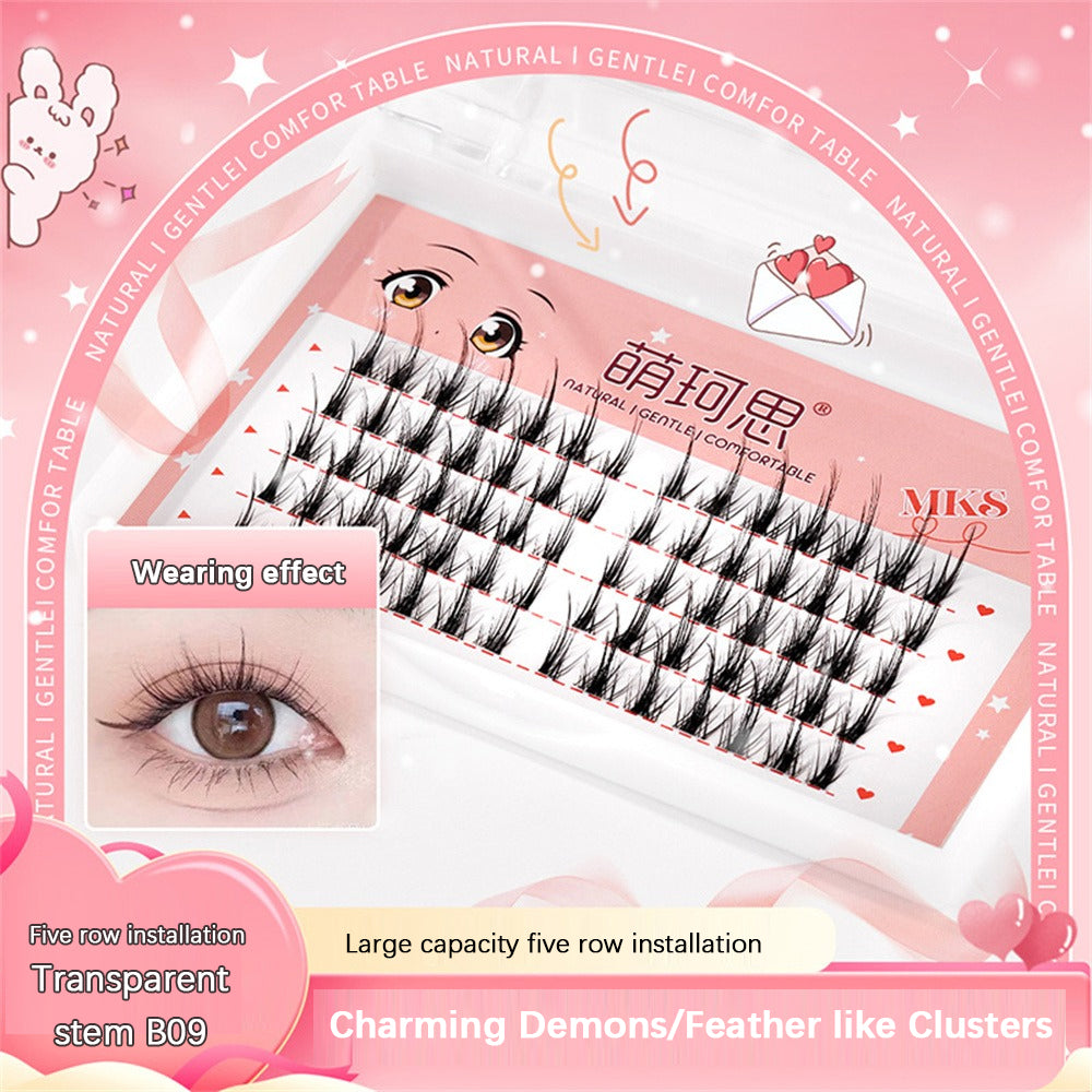 MKS Thick and Natural-looking Segmented Cluster Eyelashes with Extended Tail for a 'Little Devil' Effect 萌珂思浓密自然仿真单簇分段式眼尾加长小恶魔假睫毛 1box