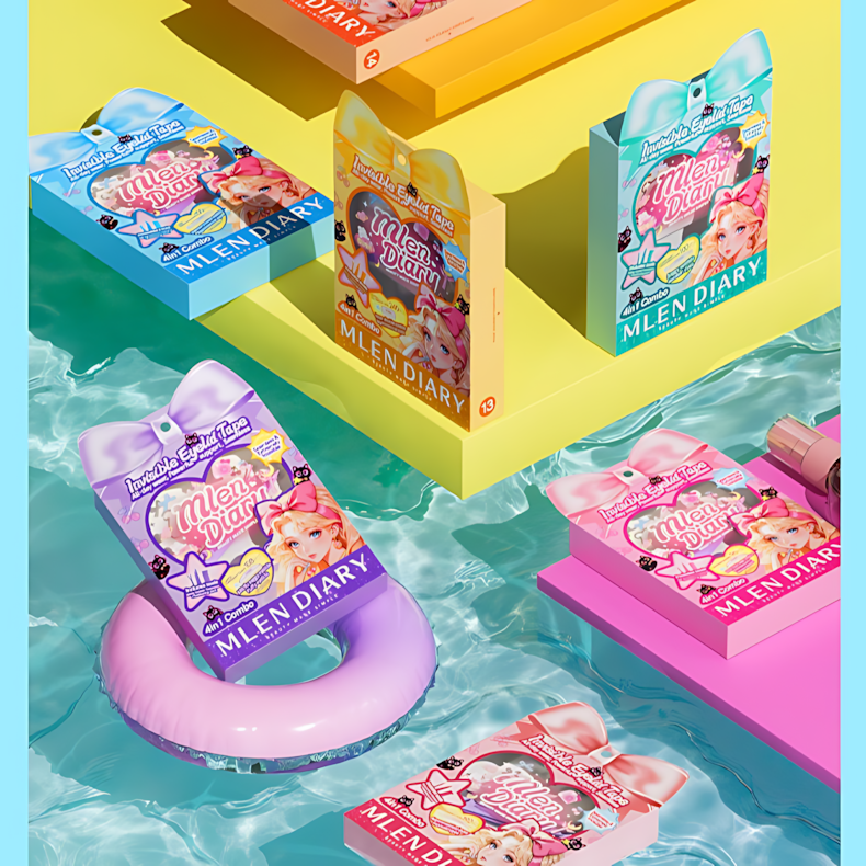 MLEN DIARY Double Eyelid Stickers Tool Kit 1box 米兰日记蝴蝶结系列隐形美目贴