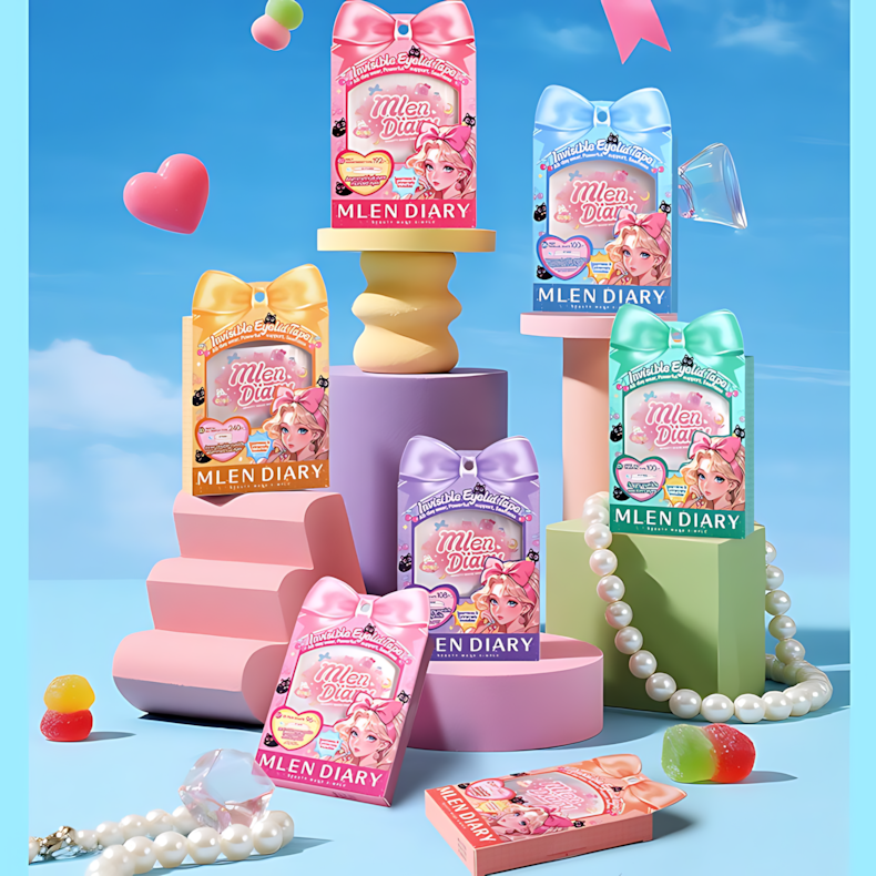 MLEN DIARY Double Eyelid Stickers Tool Kit 1box 米兰日记蝴蝶结系列隐形美目贴