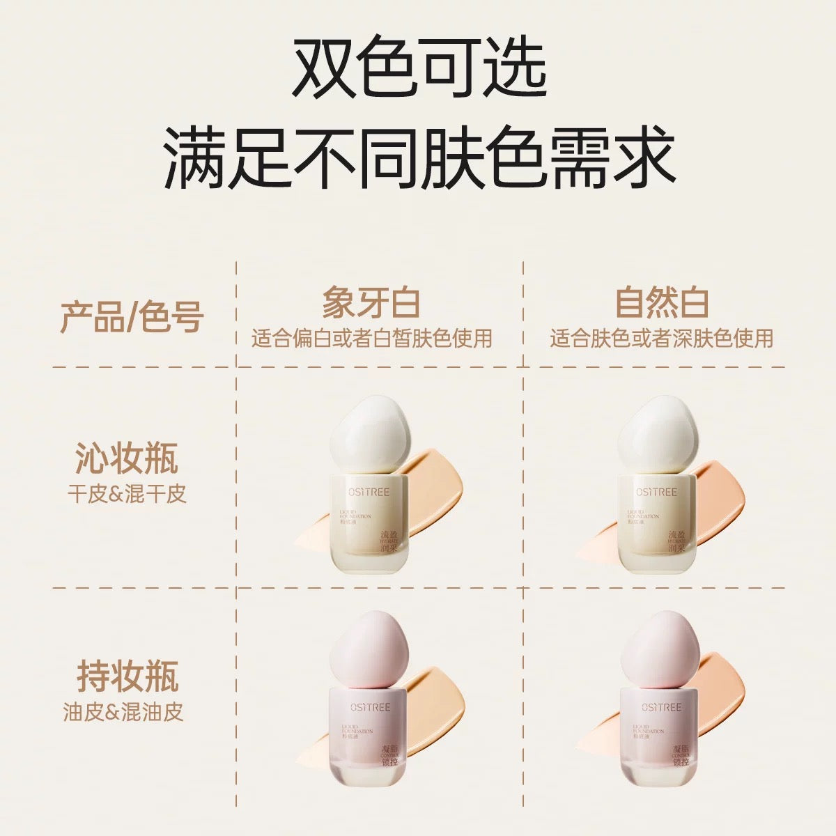 OSITREE Flowing Radiance / Creamy Lock & Control Foundation 30g 柳丝木流盈润采/凝脂锁控粉底液