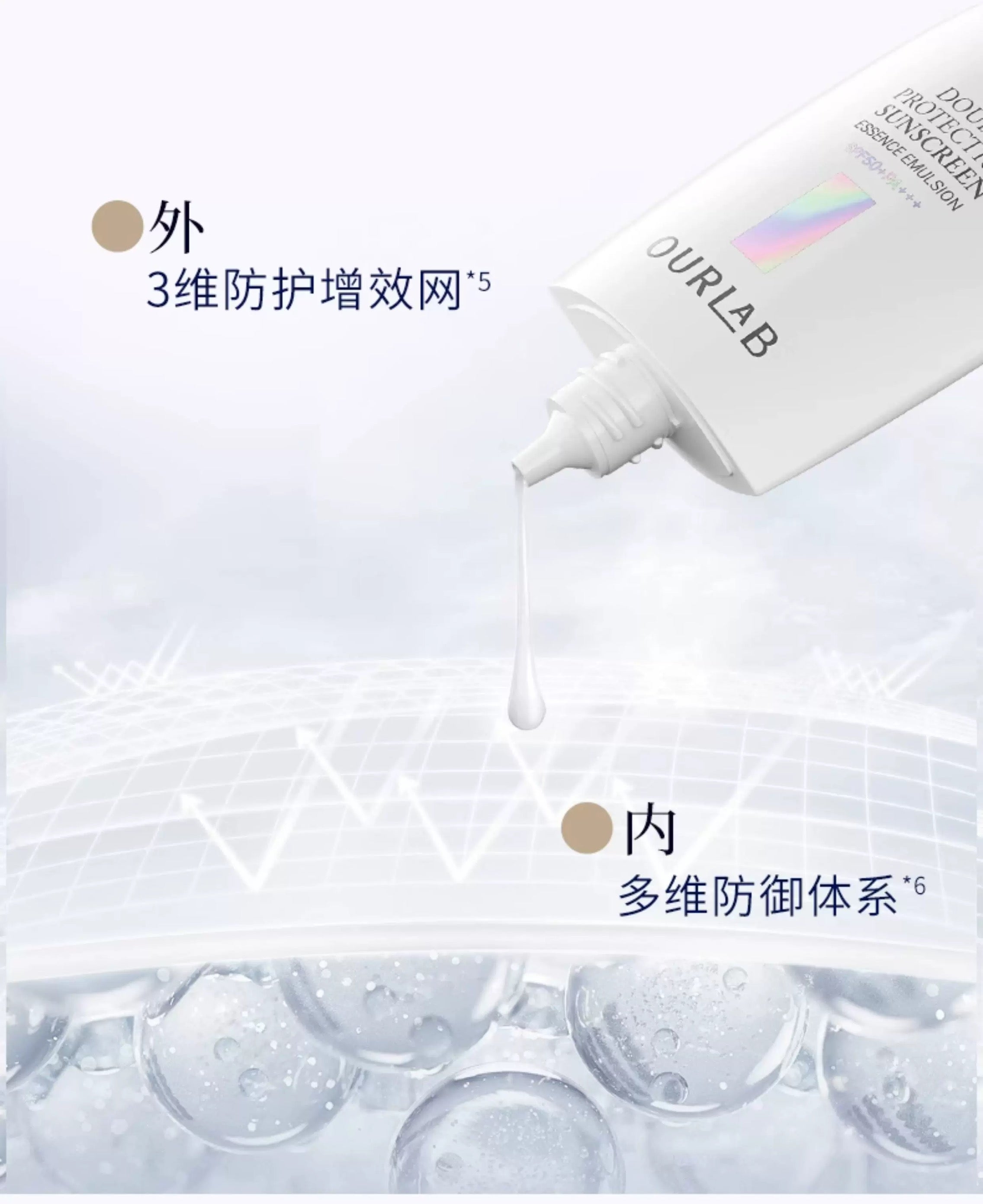 Tiktok/Douyin Hot OURLAB Double Protection Sunscreen Essence Emulsion SPF50+ PA+++ 50g【Tiktok抖音爆款】OURLAB双重防晒精华乳