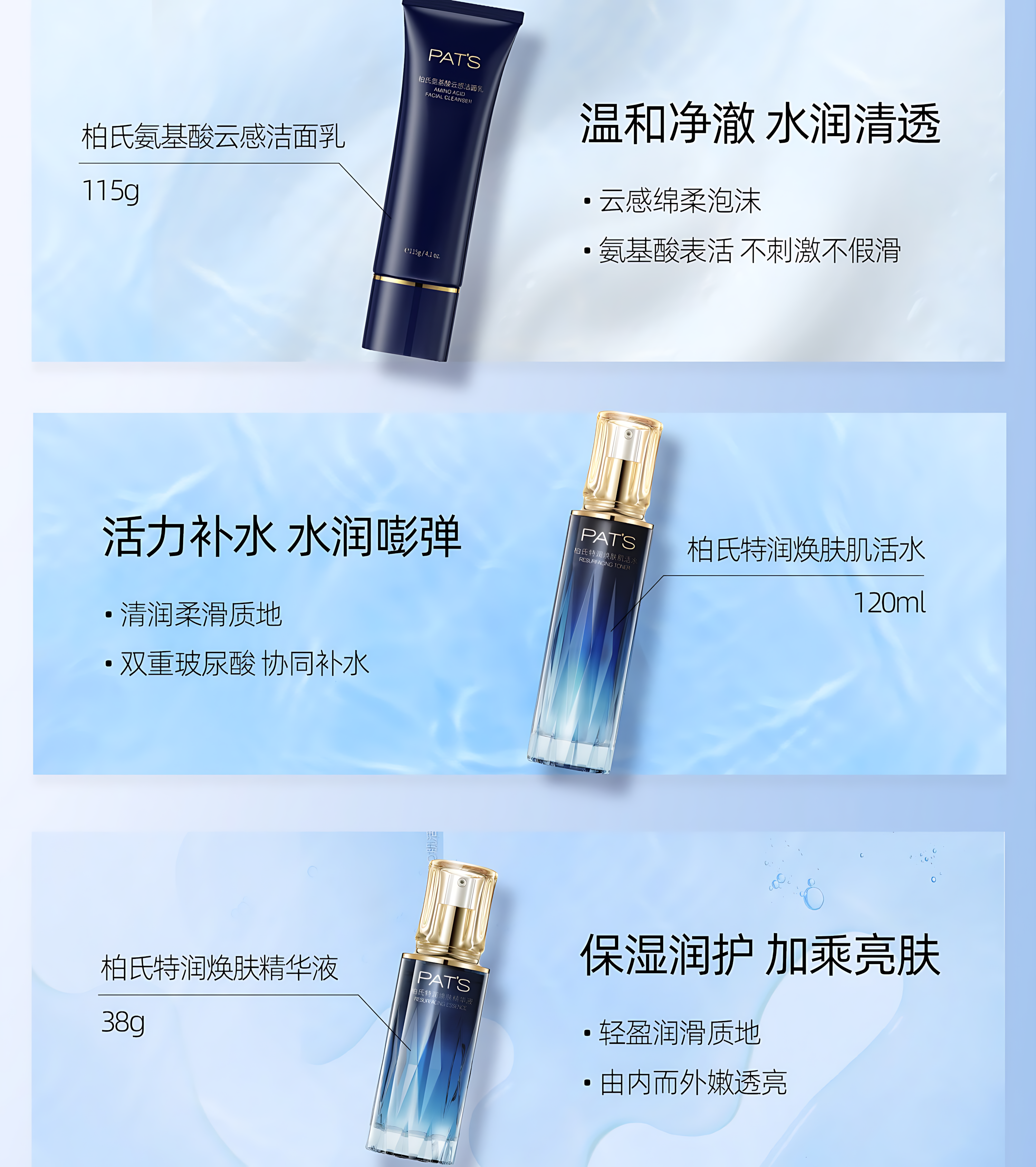 PAT'S Sapphire Hydrating & Resurfacing 5-Piece Gift Set 柏氏蓝宝石特润焕肤系列5件套