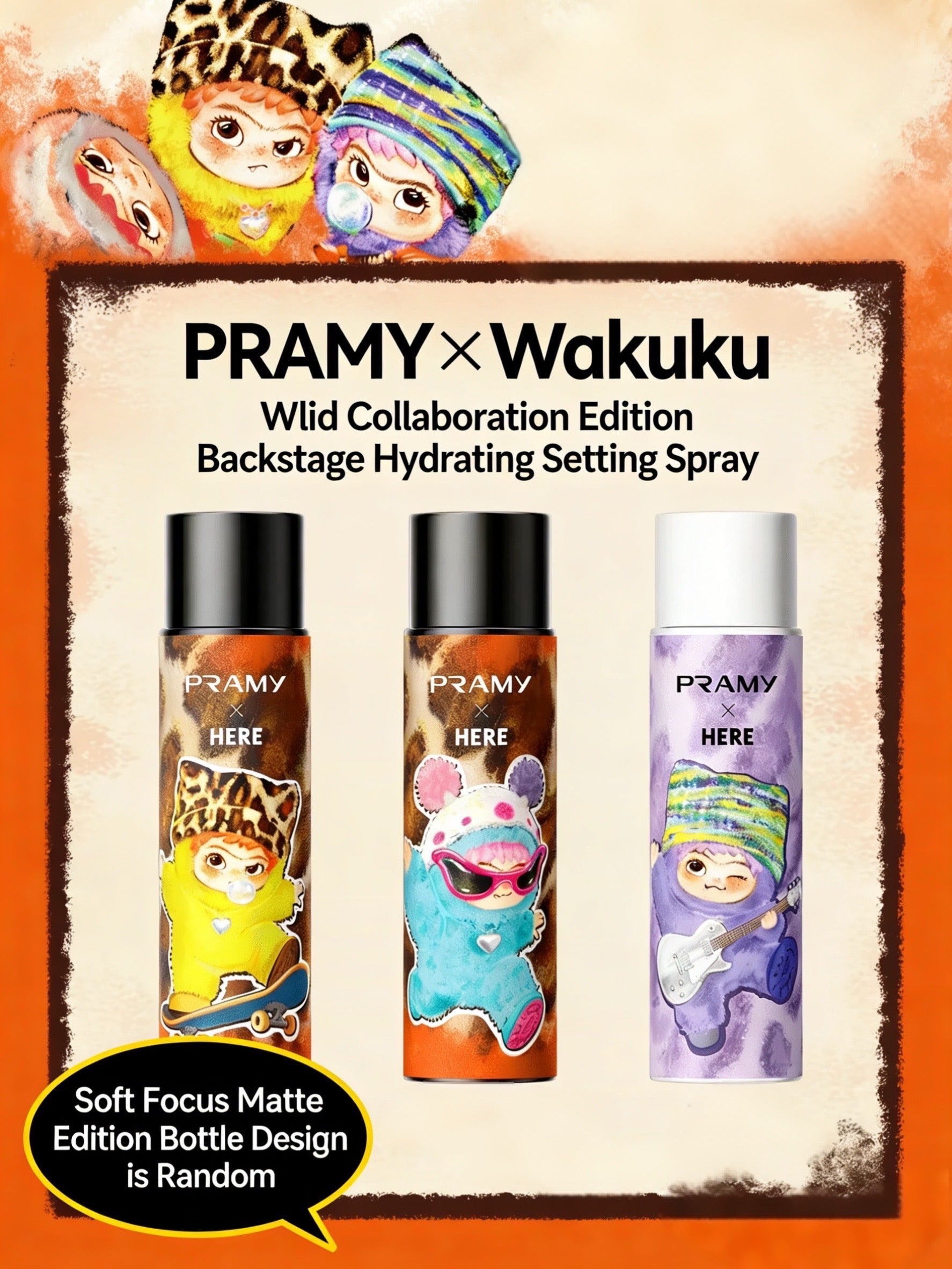 PRAMY × Wakuku Collaboration Edition Backstage Hydrating Setting Spray 100g PRAMY×Wakuku联名款后台保湿定妆喷雾