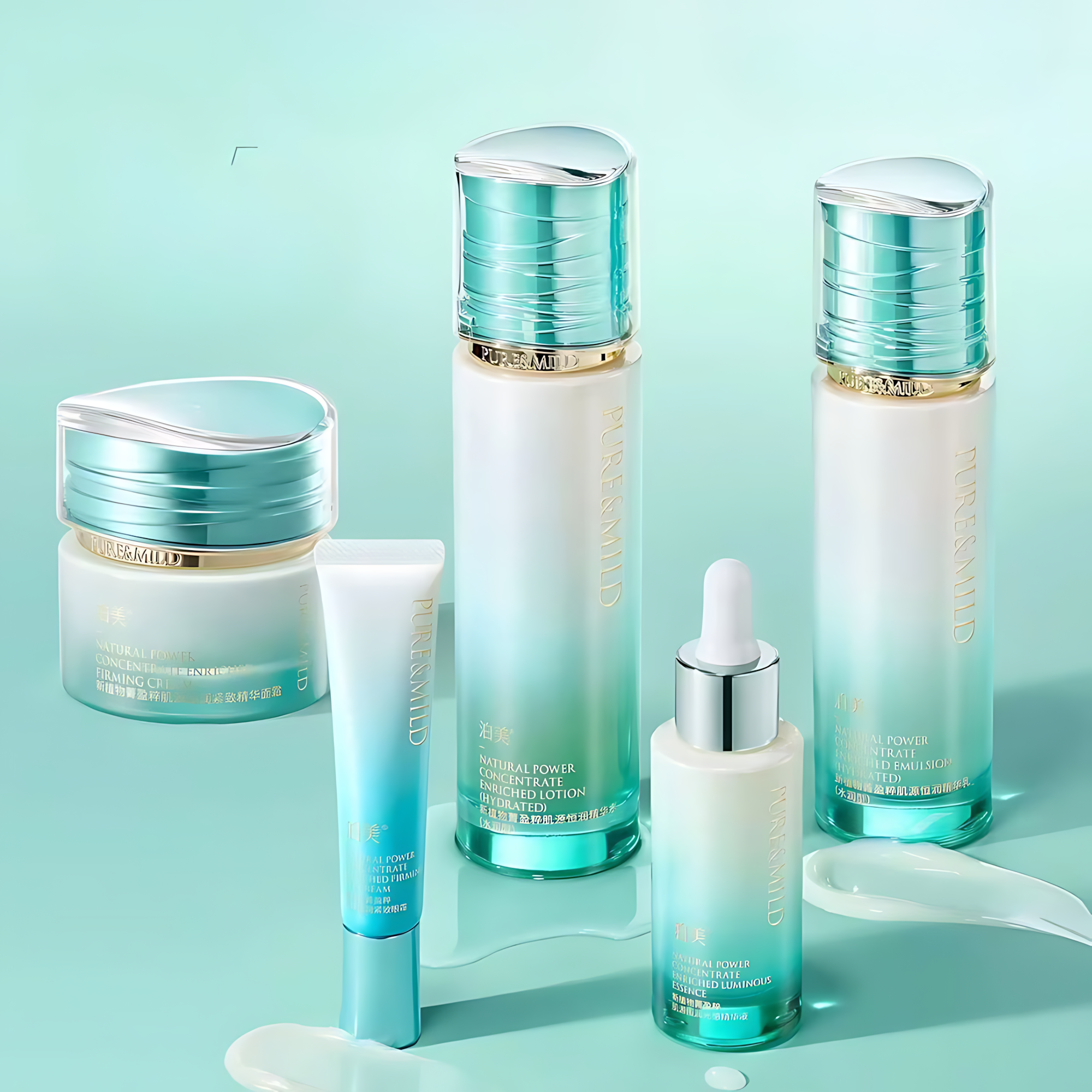 PURE&MILD Natural Power Concentrate Enriched Lotion Emulsion 120ml/100g 泊美新植物菁盈粹肌源恒润精华水乳