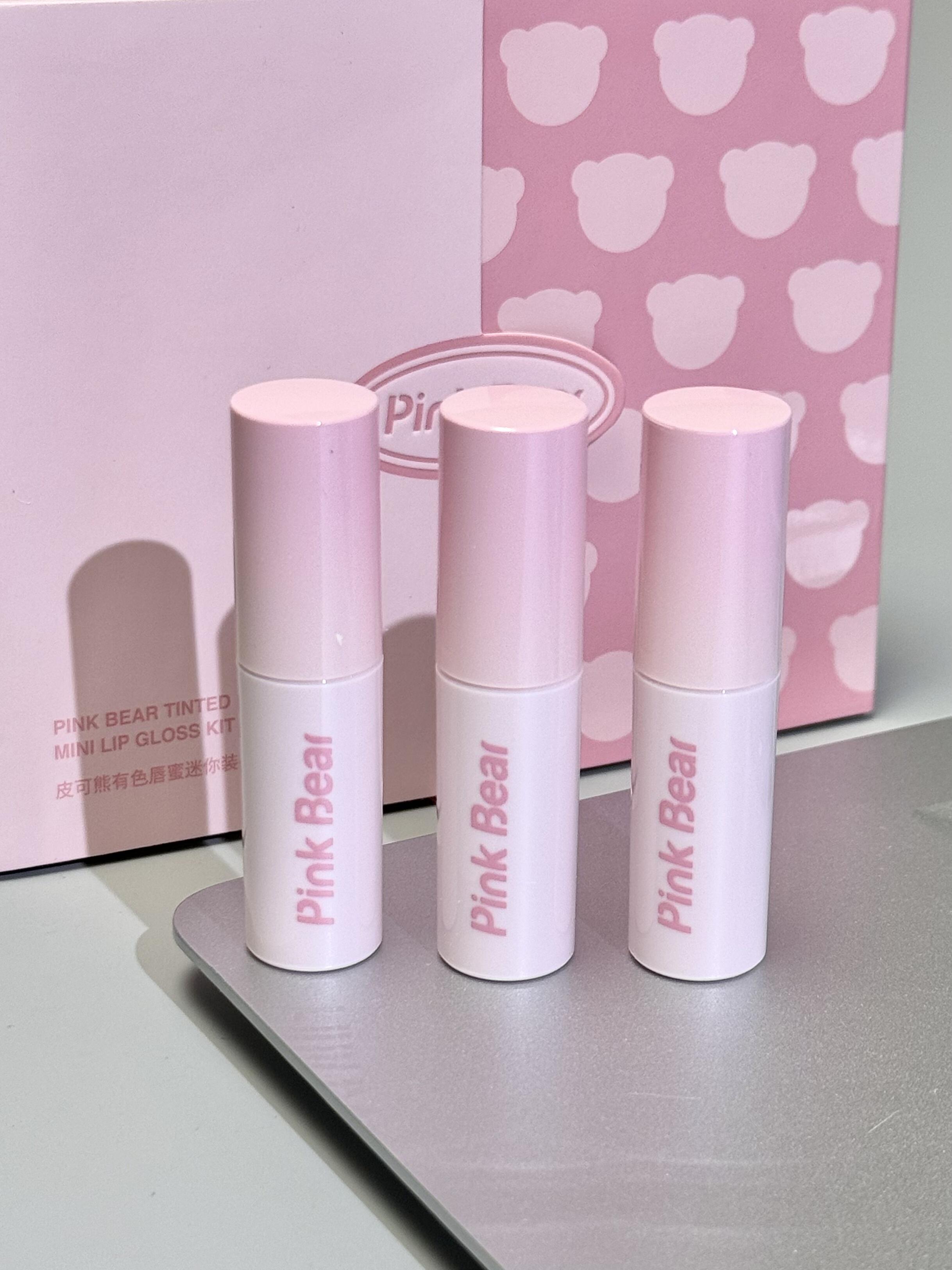 Pink Bear Tinted Lip Gloss / Light Matte Long-Wear Lip Mud Mini Set Gift Box 1g*3pcs/box 皮可熊有色唇蜜/轻雾持色唇泥迷你装礼盒