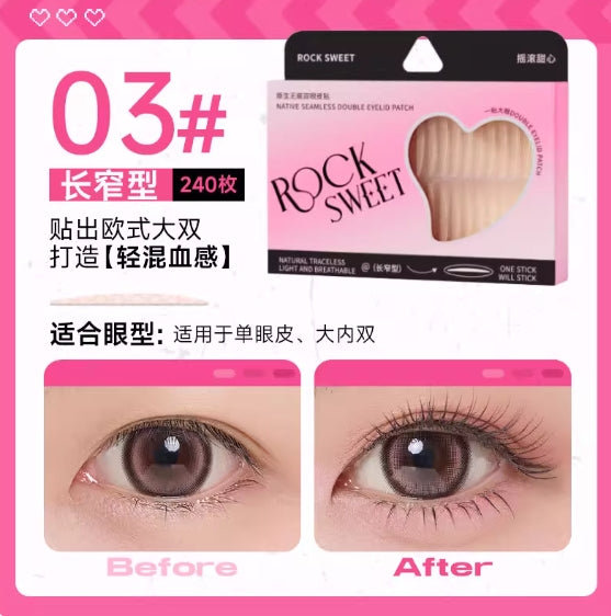 ROCK SWEET Natural Seamless Double Eyelid Tape 240pcs 摇滚甜心原生无痕双眼皮贴