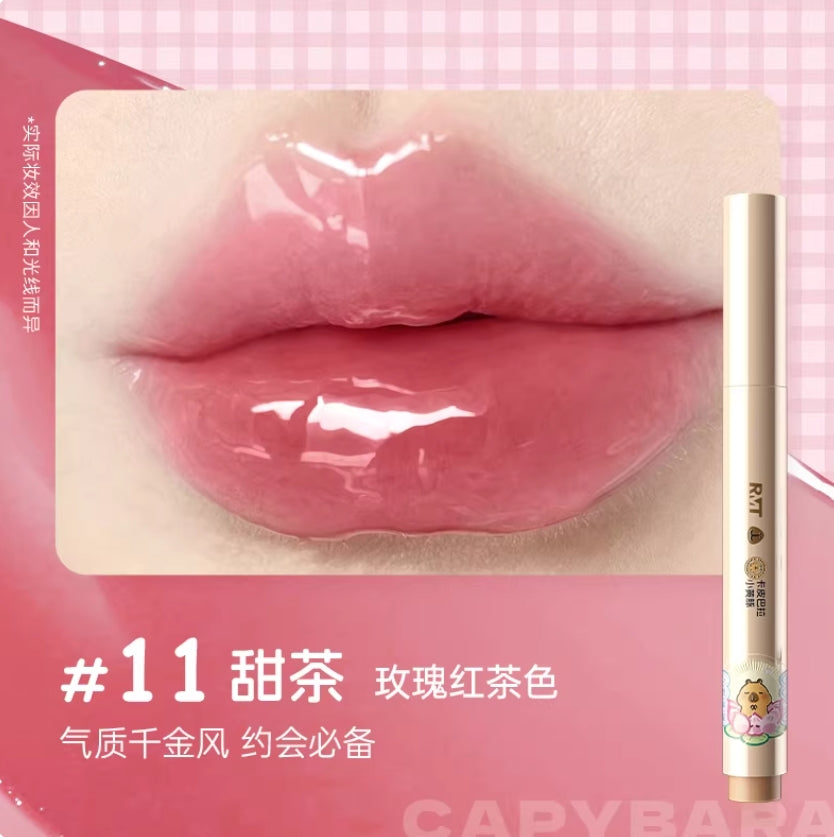 Tiktok/Douyin Hot ROMANTIC BEAUTY × Capybara Color-Long Lasting Lip Jelly 2g【Tiktok抖音爆款】罗小曼×卡皮巴拉小黄豚联名款持色唇冻
