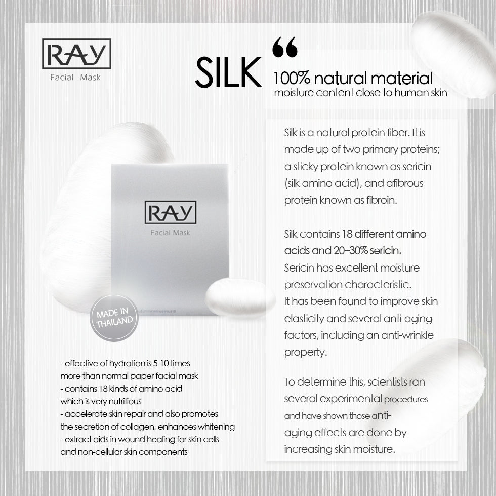 Ray Facial Silk Mask Moisturizing 35ml*10PCS 泰国妆蕾蚕丝面膜