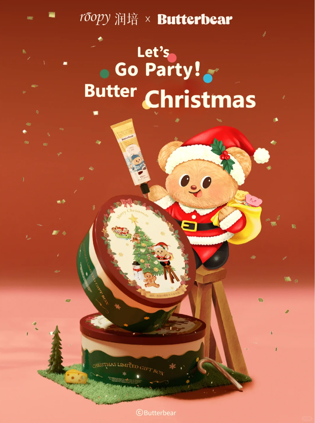 Roopy X Butter Bear Hand Cream Christmas Gift Set 润培黄油小熊联名护手霜圣诞礼盒 ...