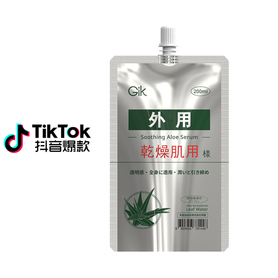 Tiktok/Douyin Hot Gik Soothing Aloe Serum 200ml 【Tiktok抖音爆款】Gik清润芦荟精华素
