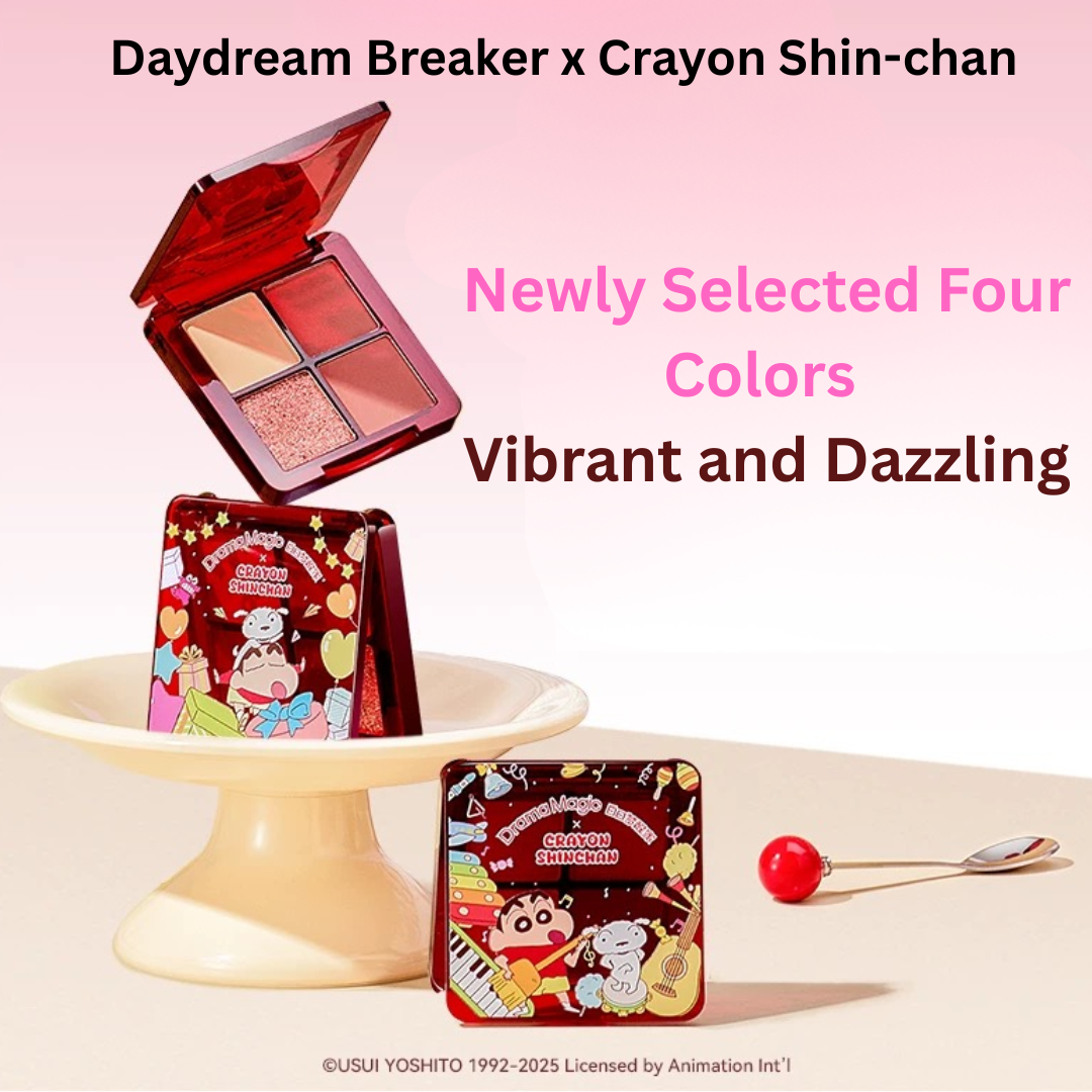 Tiktok/Douyin Hot Daydream Breaker Crayon Shin-chan x Four-Color Eyeshadow Palette 7.2g【Tiktok抖音爆款】白日梦醒家蜡笔小新联名将将好四色眼影盘