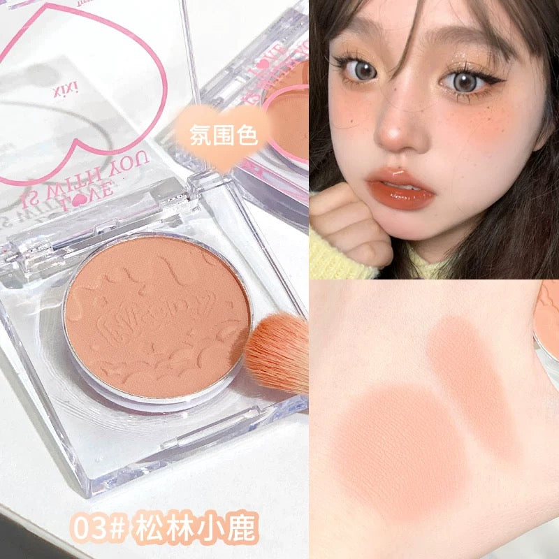 Tiktok/Douyin Hot xixi Chacha Peach Heart Single Blush 1.5g【Tiktok抖音爆款】xixi茶茶桃心单色腮红