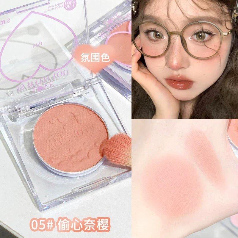 Tiktok/Douyin Hot xixi Chacha Peach Heart Single Blush 1.5g【Tiktok抖音爆款】xixi茶茶桃心单色腮红