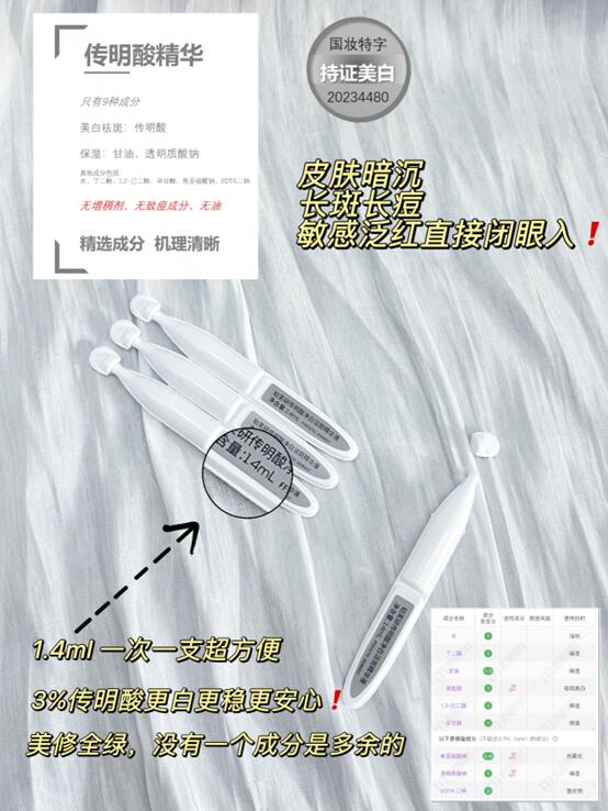 Tiktok/Douyin Hot BIORRIER Tranexamic Acid Whitening Anti-Freckle Essence 1.4ml*30pcs/box【Tiktok抖音爆款】珀芙研传明酸净白淡斑精华液